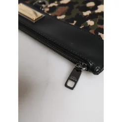 Dolce & Gabbana Clutch*Leopard Jacquard Print Logo Plaque Pouch Bag Multifarvet