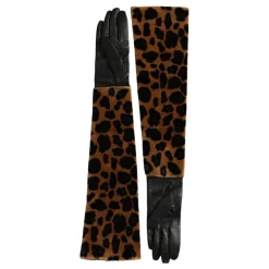 Dolce & Gabbana Handsker*Leopard Print Albuelængde Handsker Multifarvet
