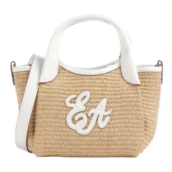 Emporio Armani Bæltetasker*Lille vævet shopper i strå Beige