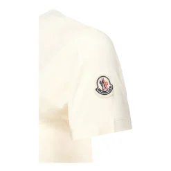 Moncler T-Shirts*Logo Broderi T-shirt Hvid