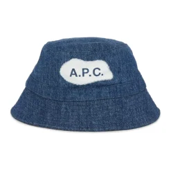 A.P.C. Huer & Kasketter*Logo-Printet Bucket Hat med Smal Skygge Blå