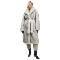 Cesare Gaspari Frakker*Luksuriøs Faux Fur Frakke Natalie - Grå