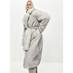 Cesare Gaspari Frakker*Luksuriøs Faux Fur Frakke Natalie - Grå