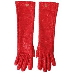 Dolce & Gabbana Handsker*Lurex Fantasia Mid Arm Length Gloves Rød