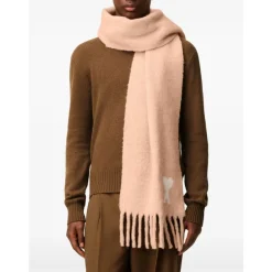 Ami Paris Tørklæder*Lyserød Jacquard Hjerte Tørklæde Beige