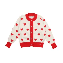 The New Society Striktrøjer & Sweatere*Maqui Cardigan Hearts Jacquard Beige