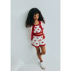 The New Society Striktrøjer & Sweatere*Maqui Cardigan Hearts Jacquard Beige