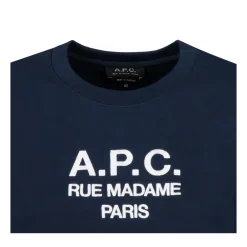 A.P.C. Sweatshirts|Striktrøjer & Sweatere*Marine Sweatshirt med Logo Broderi Blå
