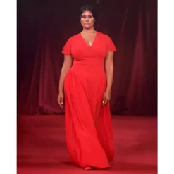 ROTATE Birger Christensen Kjoler*Maxi V-Neck Kjole Rød