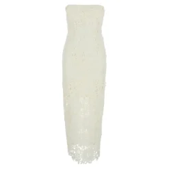 ROTATE Birger Christensen Kjoler*Maxikjole med slids bagpå og blondedetaljer Hvid