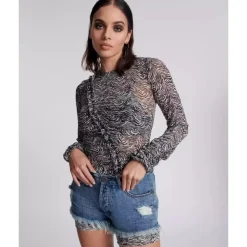 One Teaspoon Bluser & Skjorter*Mesh Bluse Med Flæse Multifarvet