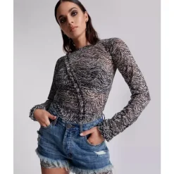 One Teaspoon Bluser & Skjorter*Mesh Bluse Med Flæse Multifarvet