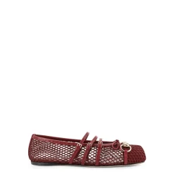 Gucci Ballerina Sko*Mesh Firkantet Tå Læderrem Sko Brun