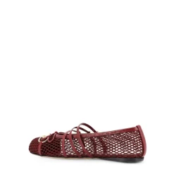 Gucci Ballerina Sko*Mesh Firkantet Tå Læderrem Sko Brun