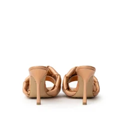 Bottega Veneta Stiletter*Metallic Sandal Mule med Tubular Weave Brun