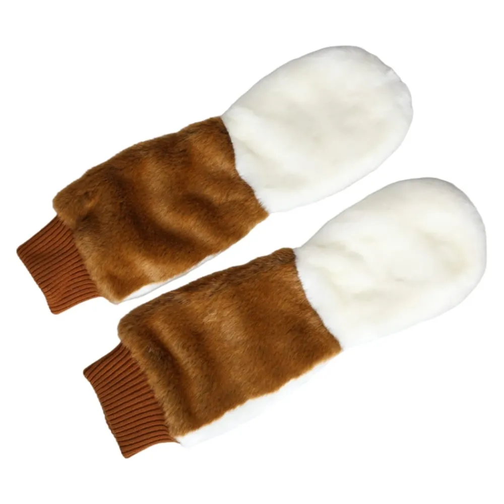 Dolce & Gabbana Handsker*Mid Arm Length Knitted Fur Gloves Brun