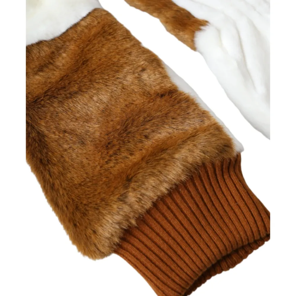 Dolce & Gabbana Handsker*Mid Arm Length Knitted Fur Gloves Brun