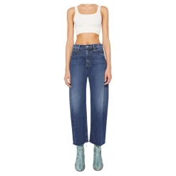 Mother Jeans*Mid Rise Full-Pipe Flood Fray Blå