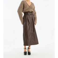 ROTATE Birger Christensen Nederdele*Midi Paper Waist Skirt Brun