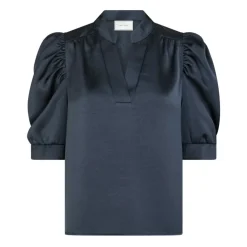 Neo Noir Bluser & Skjorter*Midnight Blue Satin Bluse Blå