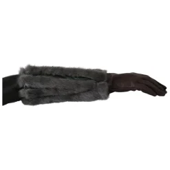 Dolce & Gabbana Handsker*Midt Arm Længde Læder Pels Handsker Brun