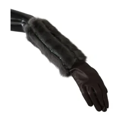 Dolce & Gabbana Handsker*Midt Arm Længde Læder Pels Handsker Brun