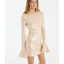 ROTATE Birger Christensen Kjoler*Mini Kjole Med Pailletter Beige