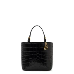 Elisabetta Franchi Bæltetasker*Mini Læder Tote Bag med Logo Charms Sort