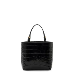 Elisabetta Franchi Bæltetasker*Mini Læder Tote Bag med Logo Charms Sort