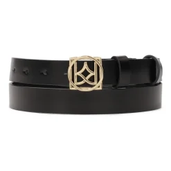 Kazar Bælter*Minimalistisk læderbælte til kvinder med logo spænde Sort