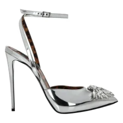 Philipp Plein Pumps|Stiletter*Mirror Leather Decollete Hi-Heels Brooches Grå