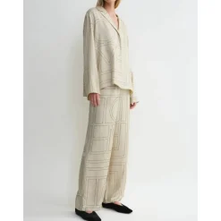 TotêMe Bluser & Skjorter*Monogram Silk PJ Top Beige