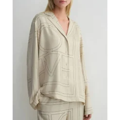 TotêMe Bluser & Skjorter*Monogram Silk PJ Top Beige