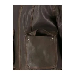 Dunst Jakker*Mørke læder høj hals jakke Brun