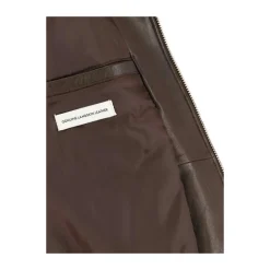 Dunst Jakker*Mørke læder høj hals jakke Brun