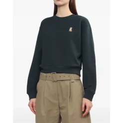 Maison Kitsuné Sweatshirts*Navy Fox Broderet Crew Neck Sweater Blå