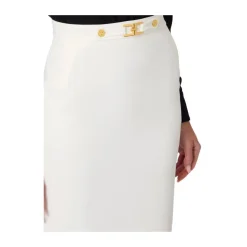 Elisabetta Franchi Nederdele*Nederdel i crepe stof med juvel logo Hvid