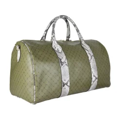 Trussardi Rejsetasker*Oliven Håndtaske i Hamret Kalveskind Grøn