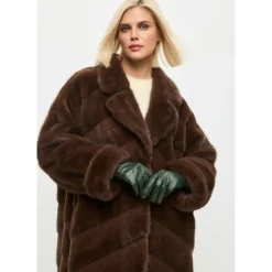 Cesare Gaspari Frakker*Oversized Faux Fur Coat - Brun