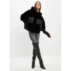Cesare Gaspari Jakker*Oversized Faux Fur Jakke Sort