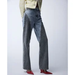 ROTATE Birger Christensen Jeans*Patchwork Straight-Leg Jeans Blå