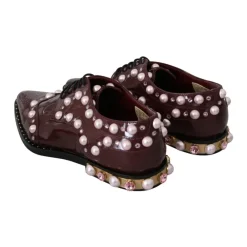 Dolce & Gabbana Snøresko*Pearl Embellished Oxfords Brun