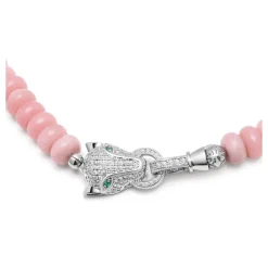 Nialaya Smykker*Pink Opal Choker with Panther Head Grå