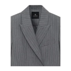 Anine Bing Jakker*Pinstripe Double-Breasted Blazer Grå