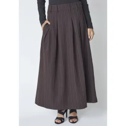 Co'Couture Nederdele*Pinstripe Plisseret Nederdel i Mørke Brun