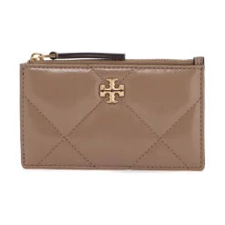 Tory Burch Punge & Kortholder*Quiltet Diamant Kortholder med Dobbelt T Brun
