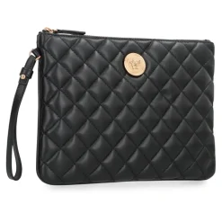 Versace Clutch*Quiltet læder flad taske med håndledsrem Sort