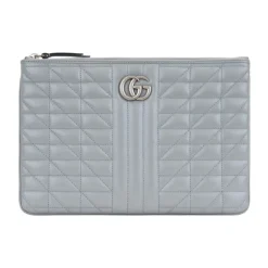 Gucci Punge & Kortholder*Quiltet læderclutch Grå