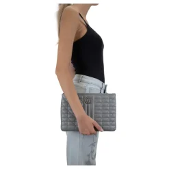 Gucci Punge & Kortholder*Quiltet læderclutch Grå