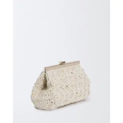 Fabiana Filippi Clutch*Raffia Blomster Clutch Elegant Skuldertaske Beige